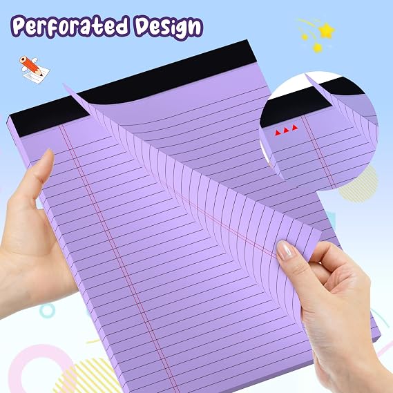 3 pcs Legal Pads 8.5 x 11 Note Pads, Colored Legal Notepads 8.5 x 11, Notebook Wide Ruled Paper, Micro Perforated Writing Pads, Lined Paper Pads, Pad of Paper for Office Home School, 30 Sheets/Pack