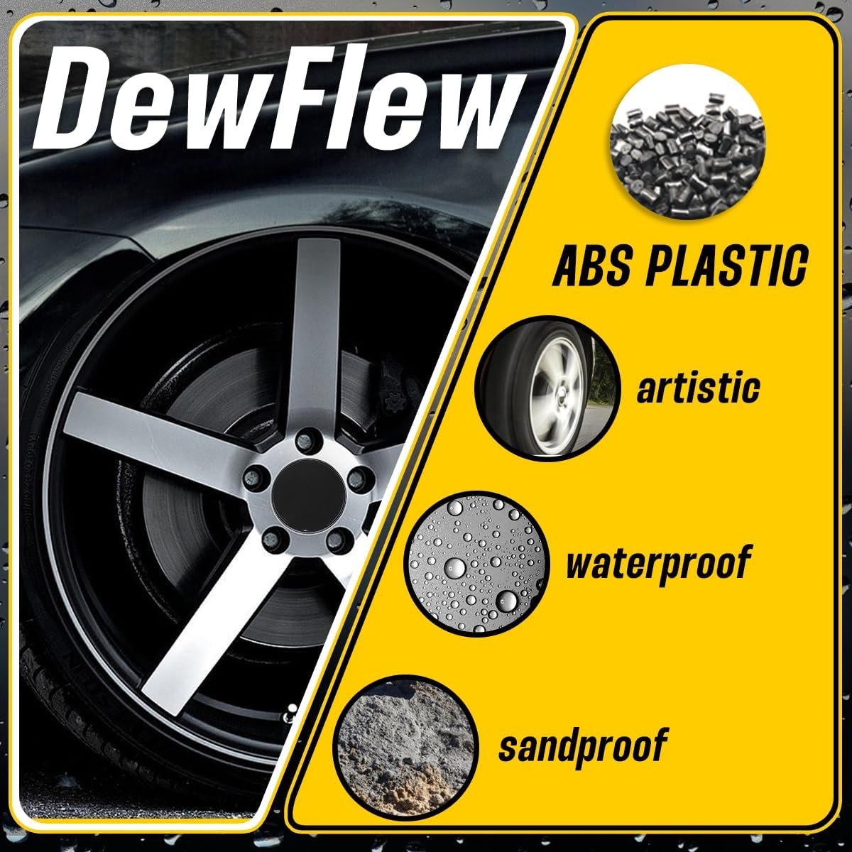 4Pcs Wheel Center Caps for Ford Mustang 2005-2014 Wheel Rim Outer 67.5mm(2.66in) Inner 56mm(2.2in) Black Hub Caps, Replacement 5W1J-1A096-BA 4R33-1A096-BB