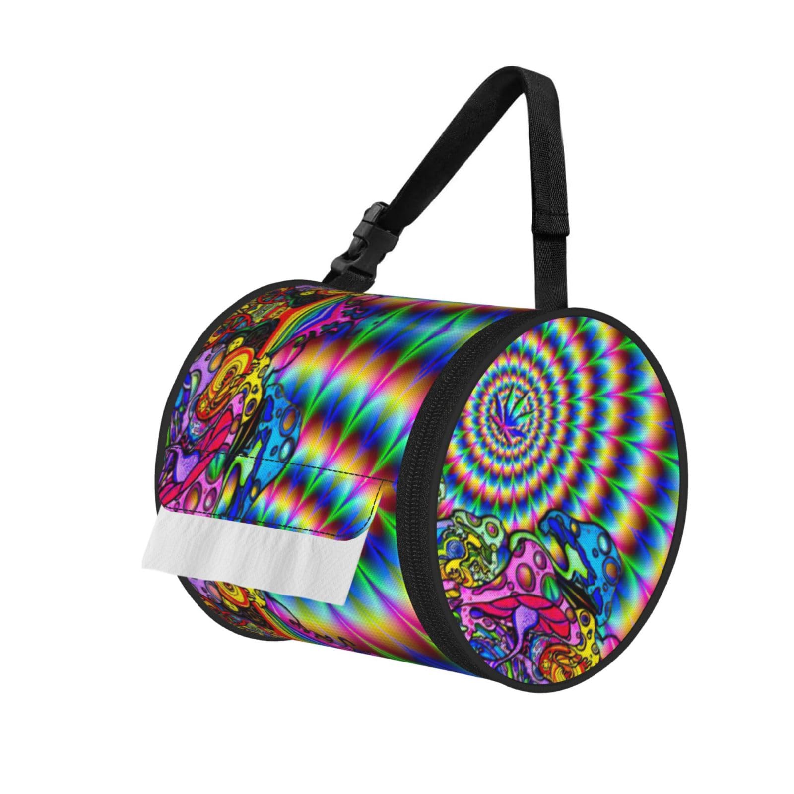 Abstract Mushroom Colorful Mandala Print Fashion Tissues Organizer Box, Hanging Tissue Holder For Purse Coins For Car Office Daily Outing