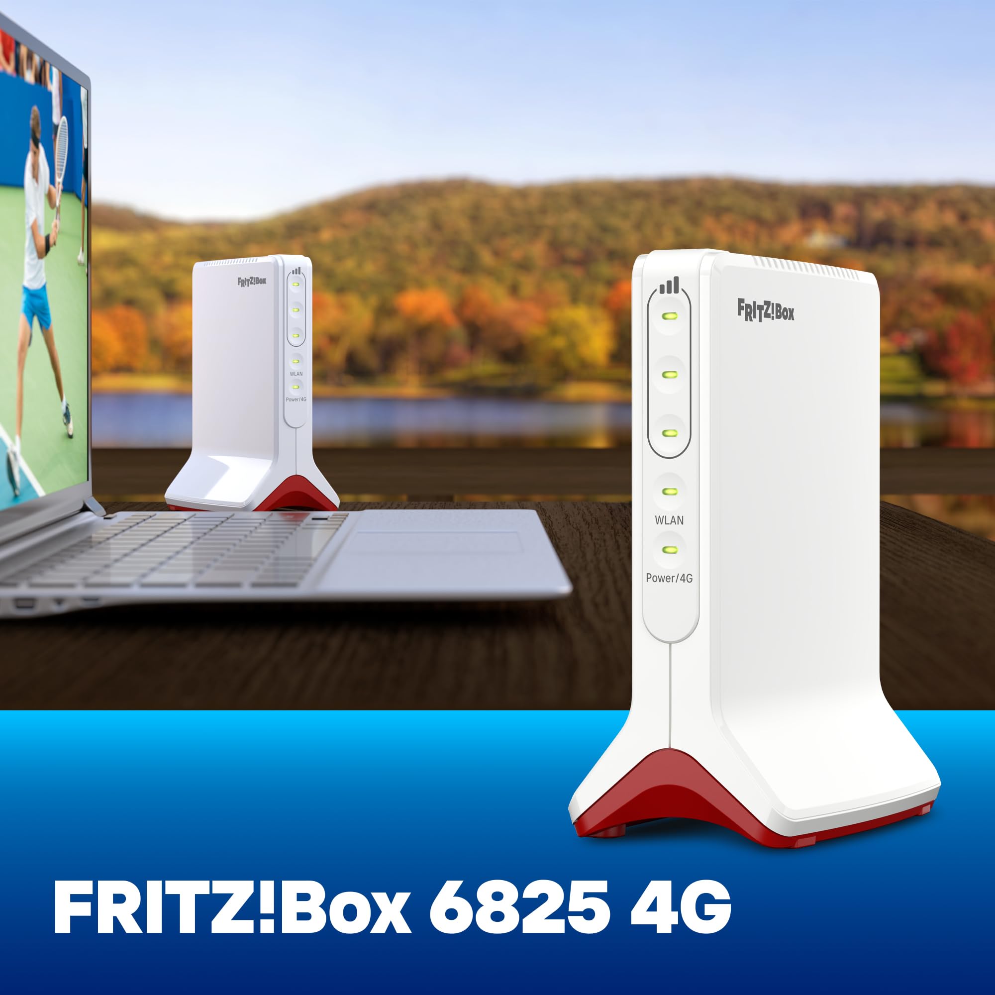 FRITZ!Box 6825 4G | 4G-Mobilfunk-Router | Wi-Fi 6 bis zu 600 MBit/s | WLAN Mesh | höchster Sicherheitsstandard | einfache Einrichtung | kompakt und zuverlässig | Made in Europe