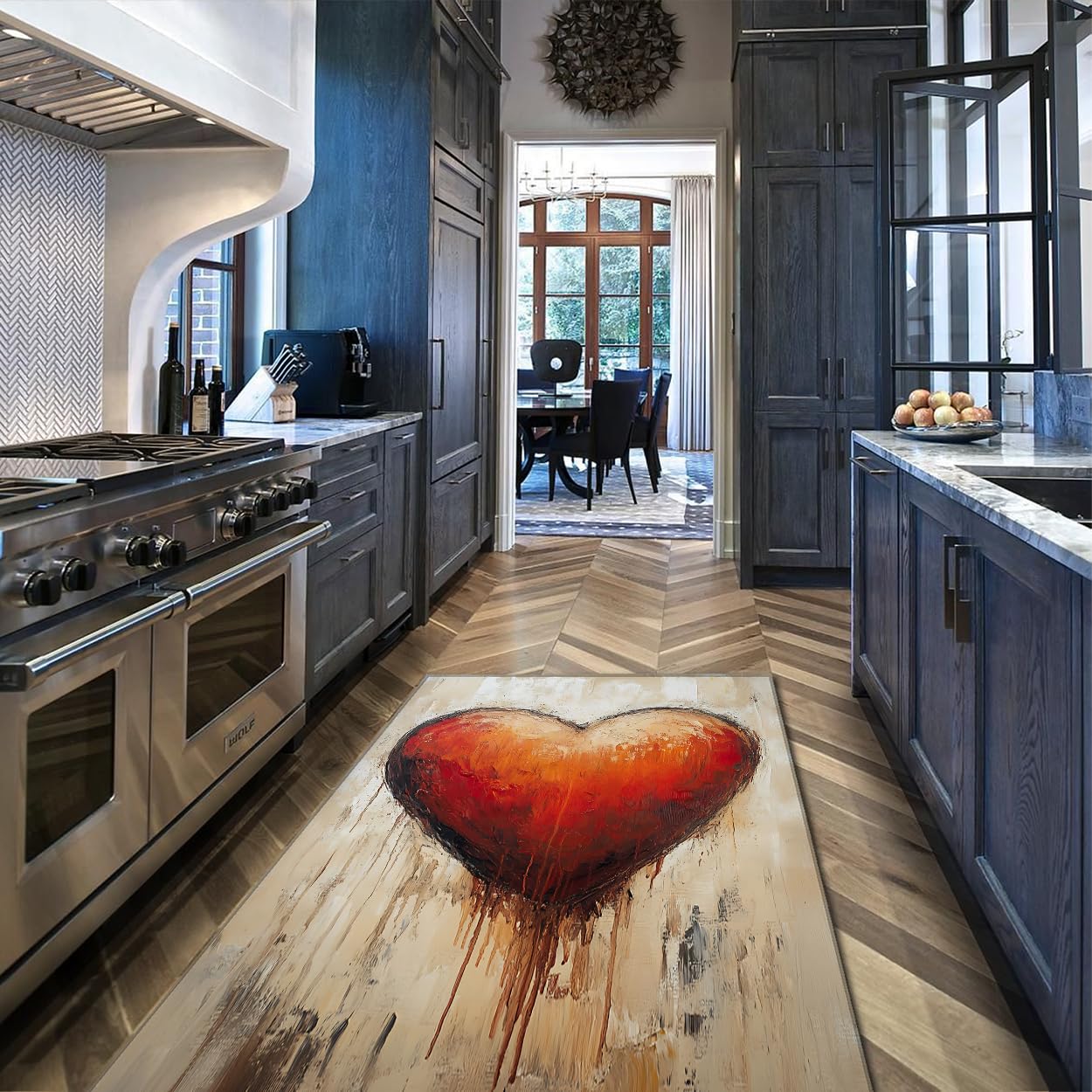 Herz-Muster-Teppiche für Wohnzimmer Teppiche für Schlafzimmer Esszimmer Red Heart Vintage-Heimdekoration Graffiti-Teppich Waschfestiger Rutschfester Innenteppich 60x120cm