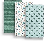 The Peanutshell 3-Pack Fitted Playard Sheets - Soft & Breathable Baby Boy Mini Crib Sheets, Pack N Play Mattress, Fits Standard Playard Pack Play Mattresses - Green Dino