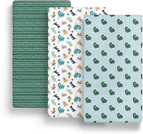 Miniatura 5 de The Peanutshell Paquete de 3 sábanas bajeras de corral suaves y transpirables para bebé niño, sábanas para cuna de bebé, colchón Pack N Play, se