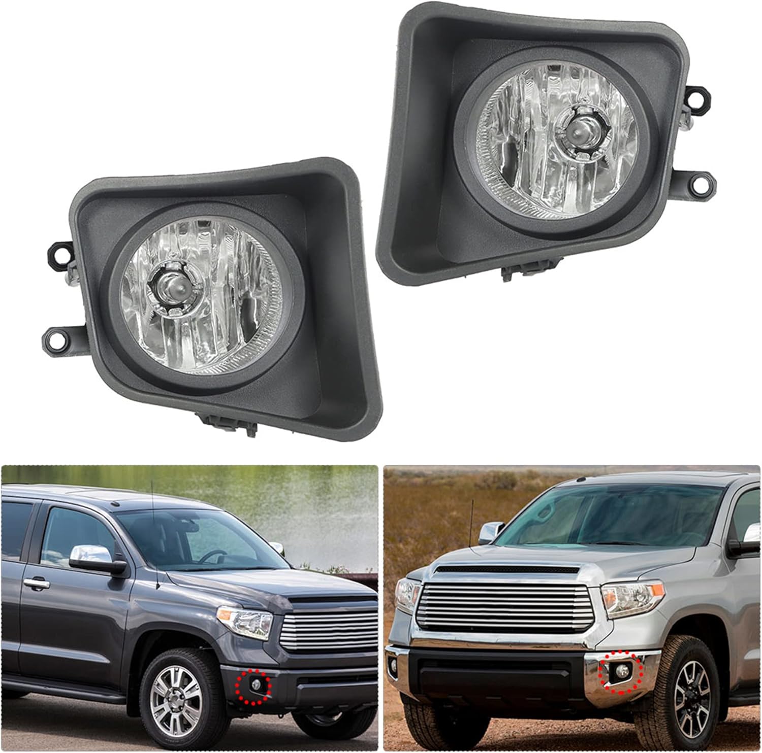 munirater Left & Right Clear Bumper Clear Fog Light w/Bulb+Wiring Harness+Switch Set Replacement for Tundra (XK50) 2014-2021