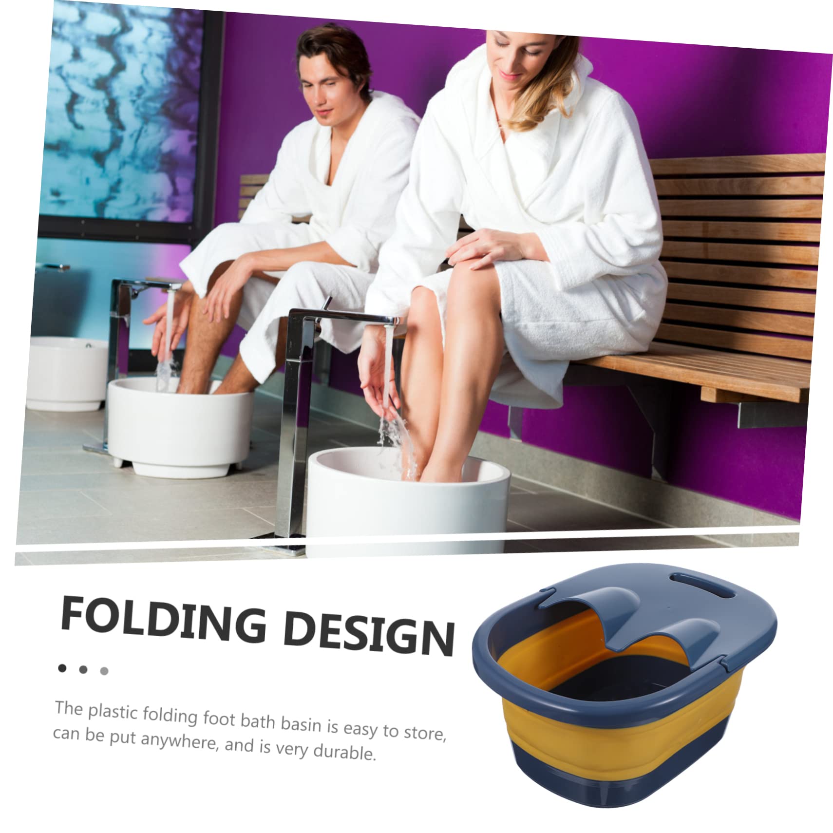 Secchio Bagno Pieghevole per Pediluvio, Design a Botte Blu | Uso Domestico e Outdoor, Plastico Silicone, Facile da Riporre, Supporto Stabile