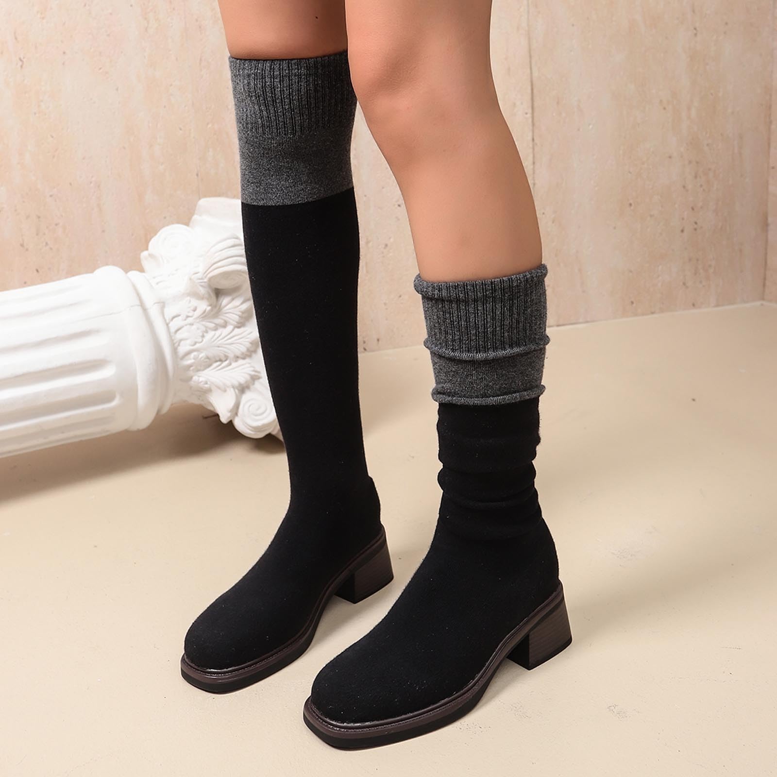 Botas por Encima de la Rodilla Botas de Media caña con un Estilo Elegante para el día a día. hasta el Tobillo con tacón Resistente para Mayor Comodidad y versatilidad.