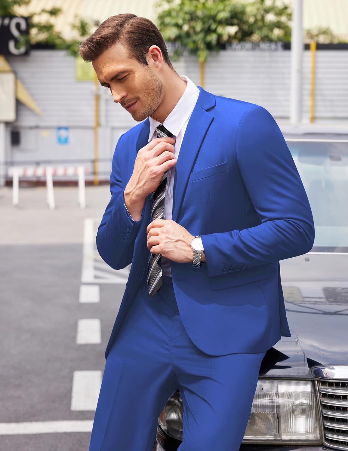 COOFANDY Men's 2 Piece Suits Classic Fit 2 Button Dress Suits Tuxedo Jacket Blazer for Wedding Business Dinner Prom - Image 2