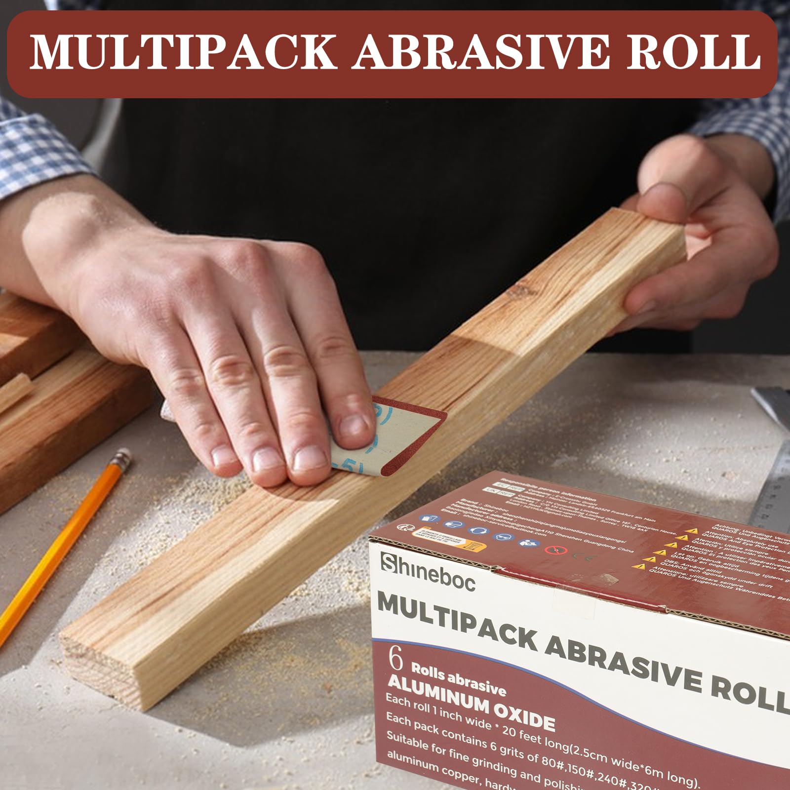 Shineboc Emery Cloth Roll,Sandpaper Roll 80/150/240/320/400/600 Grit 2.5 CM X 6 M Emery Paper Abrasive Sanding Paper Roll 6 Rolls of Wet and Dry Sandpaper - Image 2