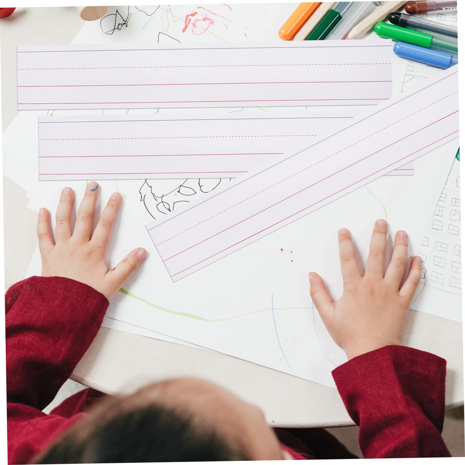 Uonlytech 2 Set Strisce Per Studenti Cartoncini Per Scrittura E Apprendimento Didattica Con Linee Per Controllo Adatte Per Scuole E Uffici 50 Pezzi * 2