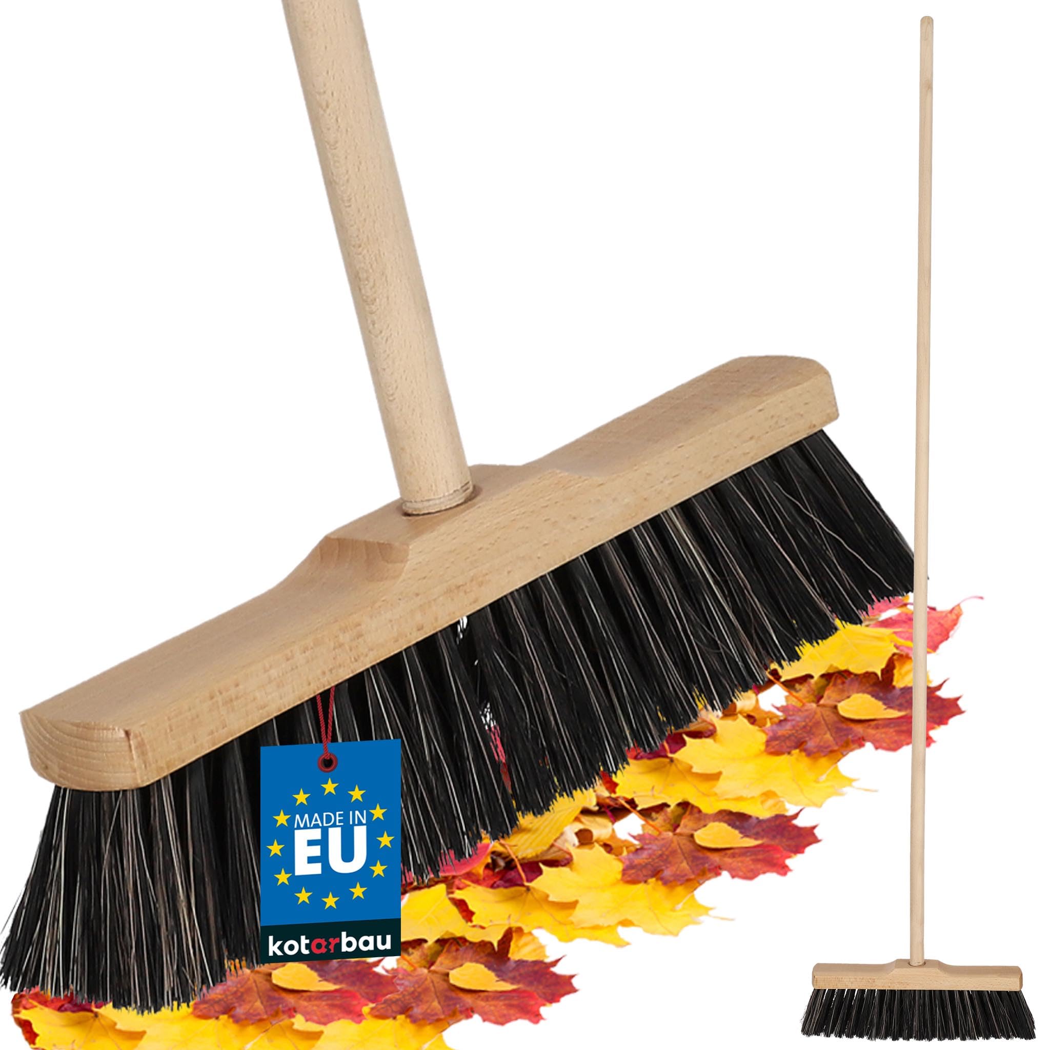 KOTARBAU® Scopa con Manico - 30 cm - scopa da esterno - Scopettone Industriale - spazzolone industriale - Marrone - per Esterni e Interni - per Giardino - Casa - Ufficio