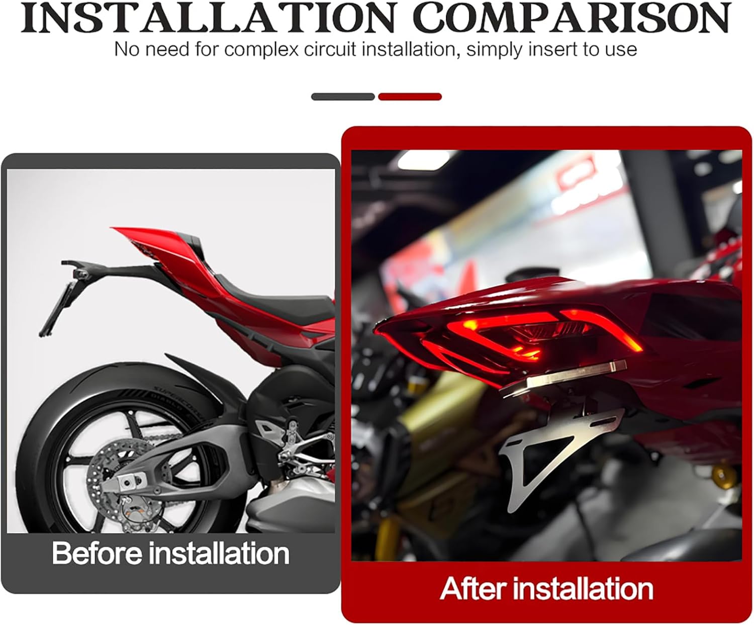 Motorcycle Fender Eliminator Compatible with Ducati Panigale V4/V2/Streetfighter V2/V4 2025 2026 Tail Tidy Fender Eliminator Kit Panigale V2/V4 Tail Tidy License Plate Holder with Turn Signal 2025-