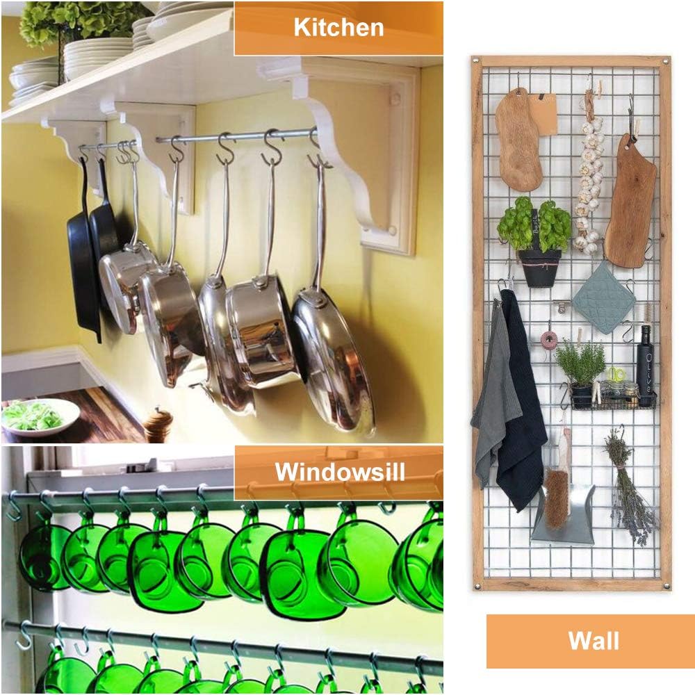 HongWay 15 Pack Medium S Shaped Hooks 3.5", Diameter 4mm Heavy Duty Silver S Hooks Stainless Steel Hooks for Hanging Plants, Pot, and Pan