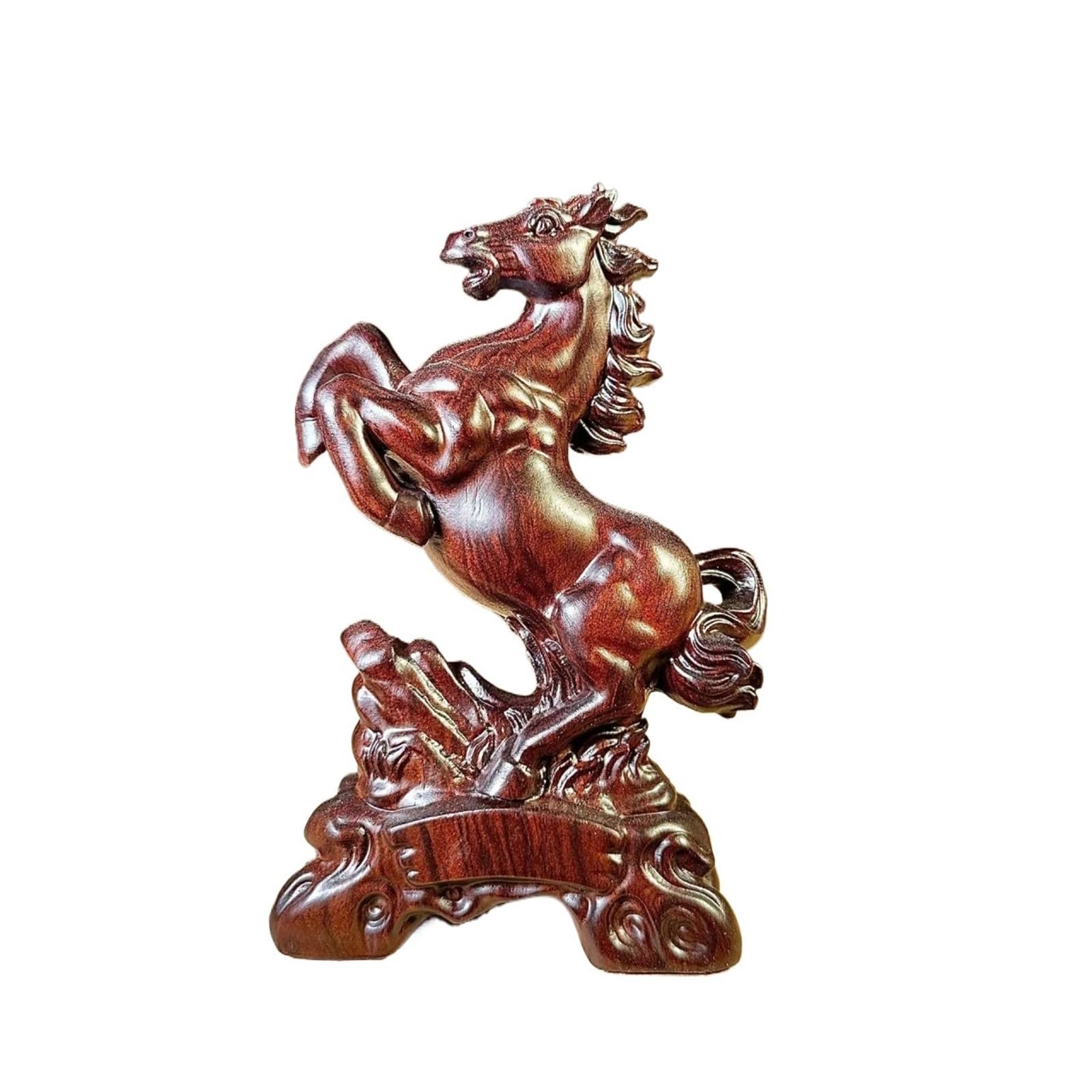 Miunihuooo Horse Ornament Horse Wooden Carving Horse Figurine Resin Sculpture Collectible Fengshui for Lovers(Light Grey)