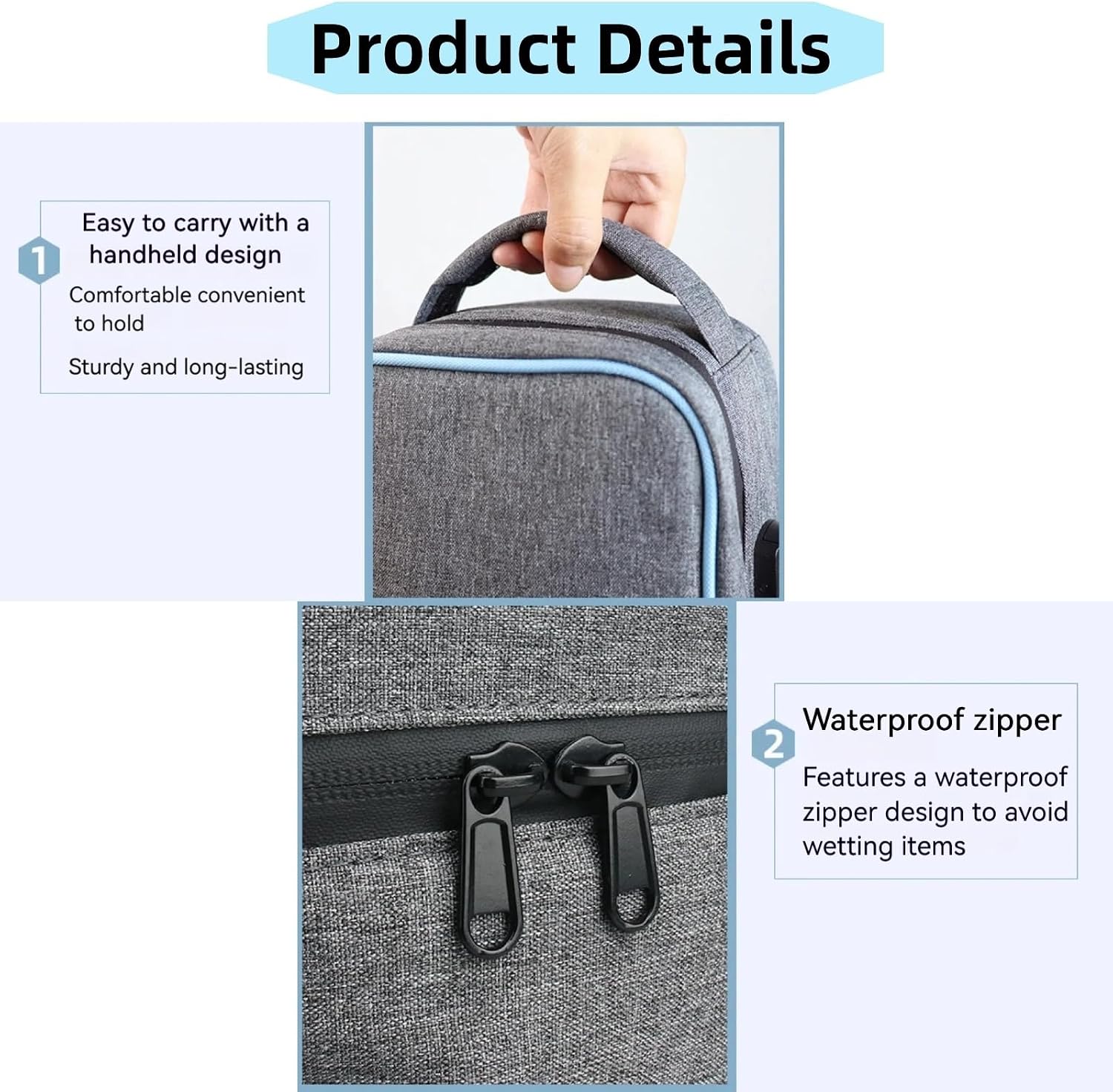 Maizoon Large Capacity Smell Proof Storage Bag with Combination Lock Activated Charcoal Waterproof Travel Case Pouch with Handle and Zipper Easy to Carry Grey