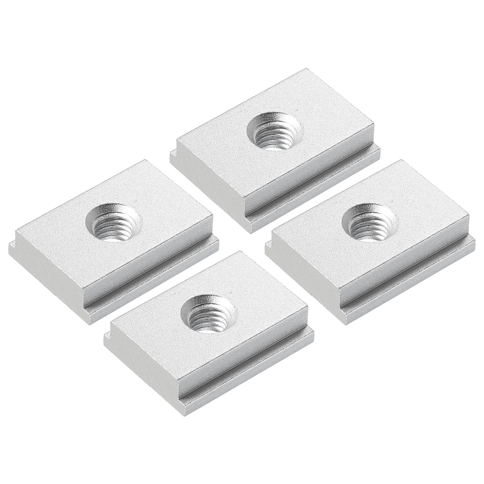 M METERXITY Aluminum t Track (4Pcs, 1.2Inch, M8, Silver)- T-Slider for T-Slot Miter Slider, Double-Cut& Pre Drilled Mounting Holes, Apply to Woodworking/Fixtures/Crosscut Sled/Router Table