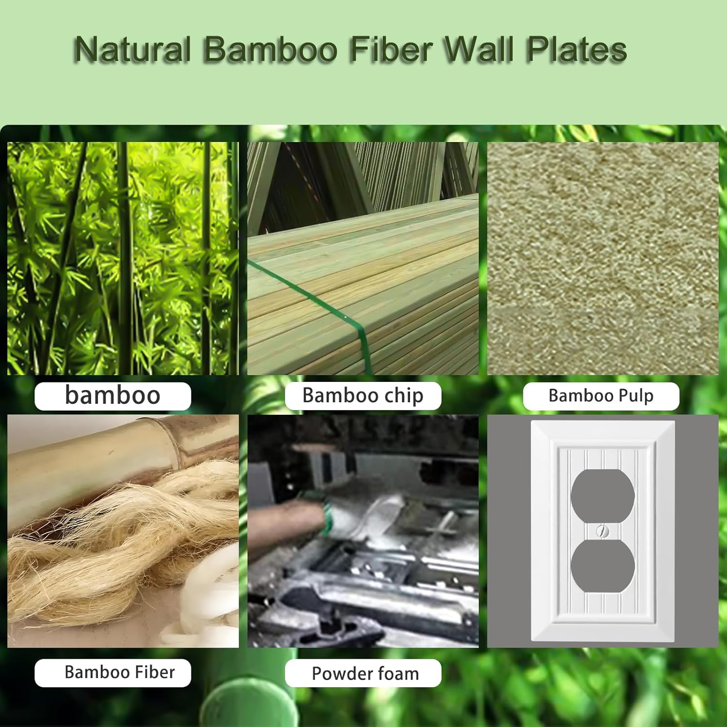 Beadboard Outlet Covers Wall Plates, Bamboo Fiber Light Switch Covers, Natural Material Electric Receptacle Decorative Switch Plate Outlet Cover Pure White (1 Gang Duplex 4 Pack)
