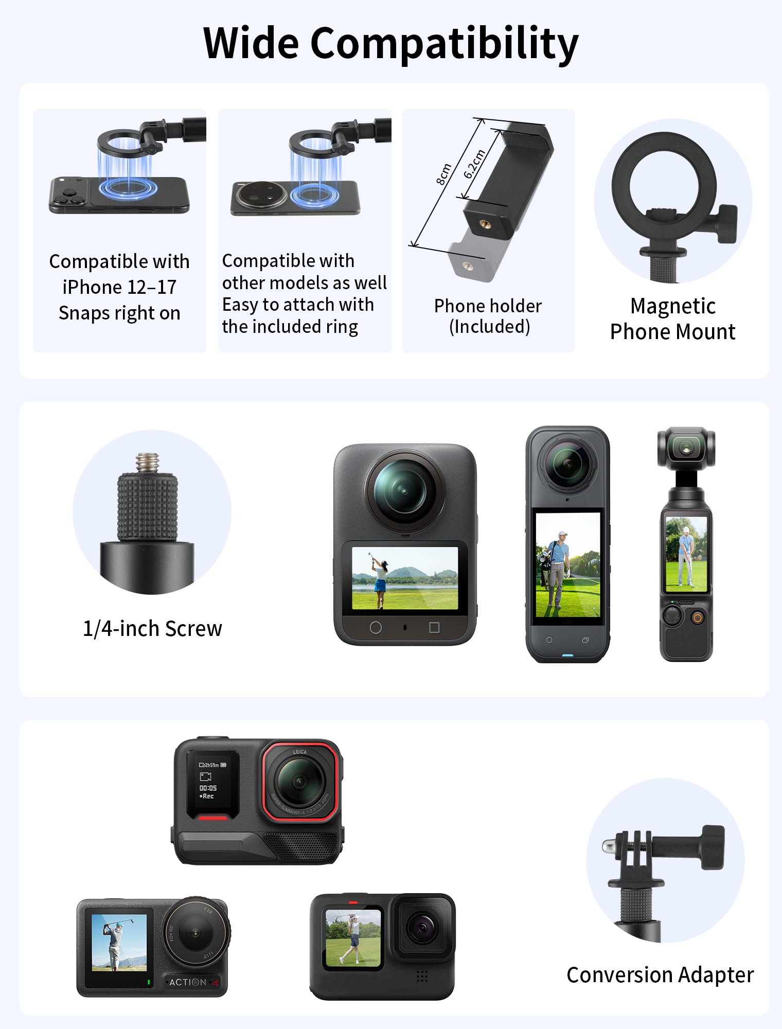 SITTO Ground Golf Monopod - Soporte para teléfono con estaca