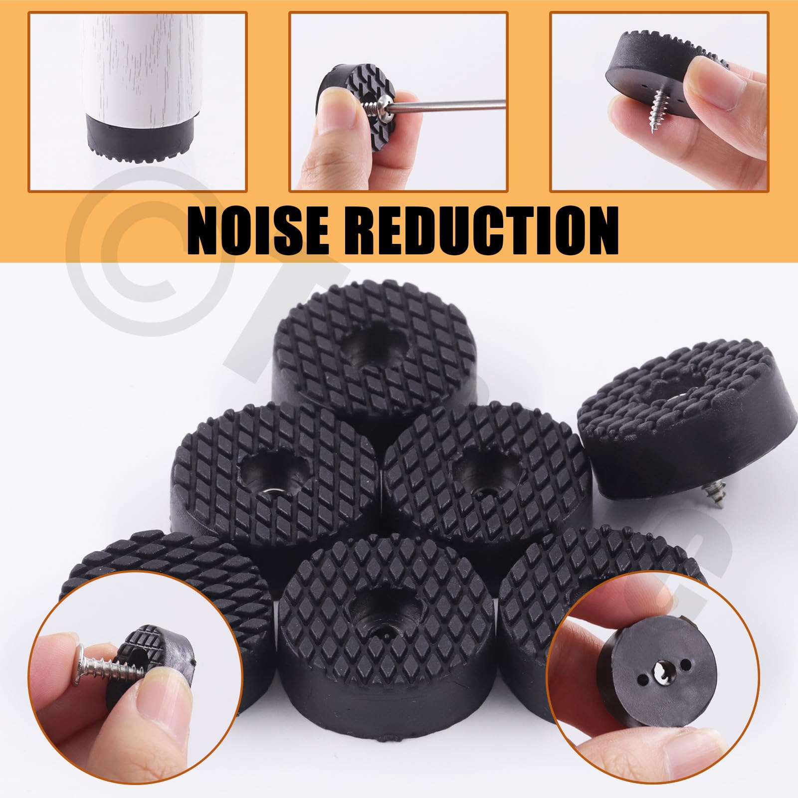 Tanstic 24Pcs Screw On Rubber Feet Non Slip Furniture Pads Floor Protector Round Furniture Pads with Screws for Furniture Legs Hardwood Floors(Black) - Image 3