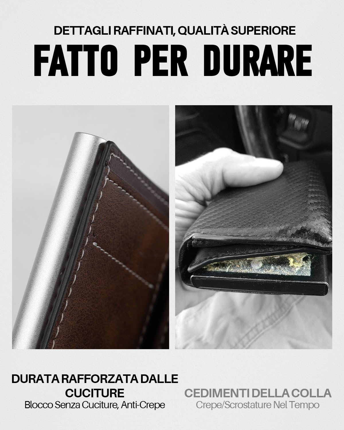 Portafoglio Pop-Up da Uomo con Tasca per Monete, Portafoglio Trifold con Finestra ID, Porta Carte RFID Intelligente con 6 Scomparti per Fino a 11 Carte (Marrone)