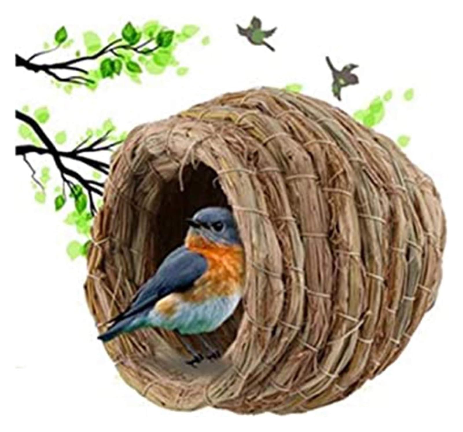 Nichoir en jonc de mer naturel pour oiseaux, lieu de repos confortable pour pigeons et perroquets