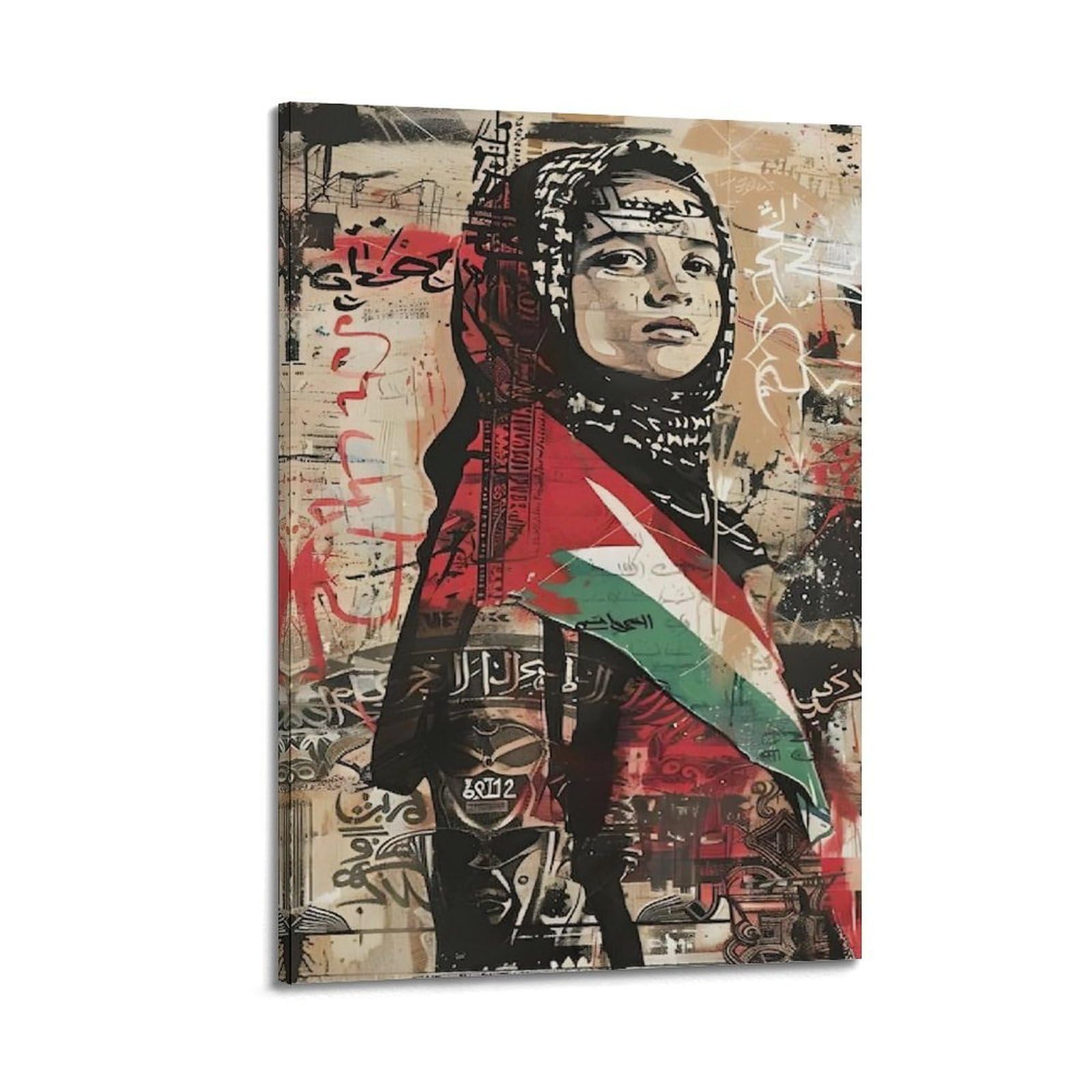 XKUGA Palestinian Flag Anti War Freedom Gaza World Peace Poster Modern Decorative Canvas Prints - Ideal Wall Art for Family, Man Cave, Game Room, Boys & Girls Bedroom 12x18inch(30x45cm)