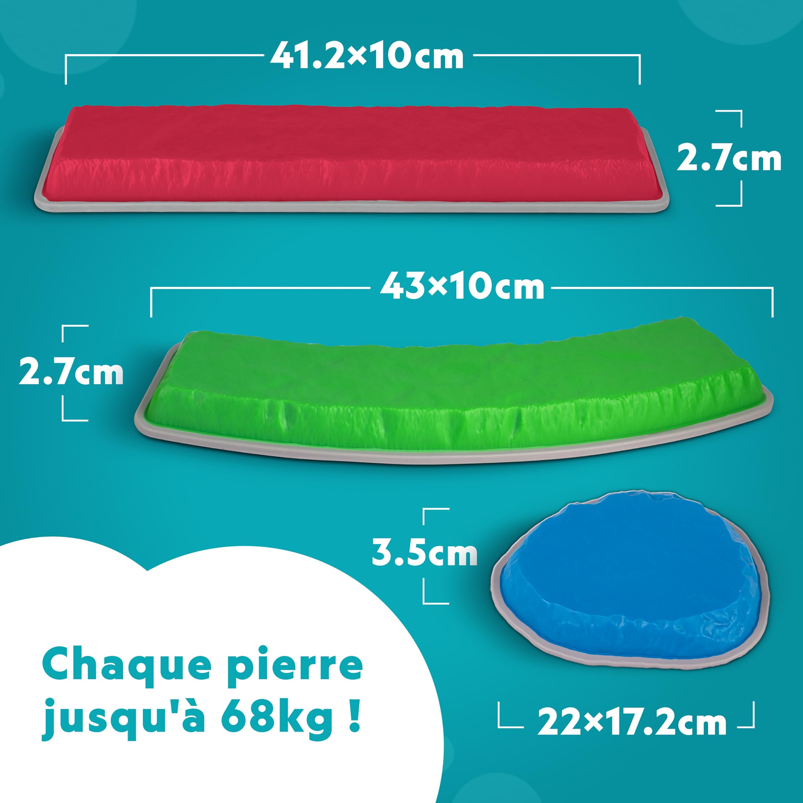 National Geographic Kids Blue Marble Pierres D’Équilibre et Barres D’Équilibre – Set de Parcours d’Obstacles 12 pièces pour Enfants 3+ avec dé en Mousse, Cartes Play & Learn