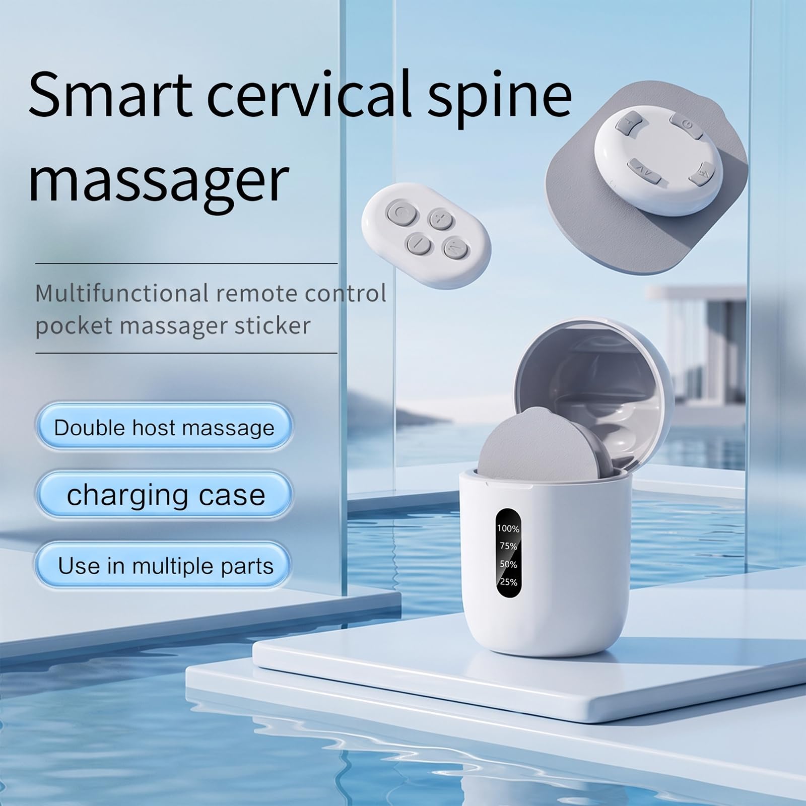 Kabelloser elektrischer Puls-Massager – Muskelstimulator mit 6 Modi & 16 Intensitätsstufen, 450mAh Ladecase, 15-Minuten-Automatikabschaltung – Tragbares Schmerzrelief für Rücken, Nacken