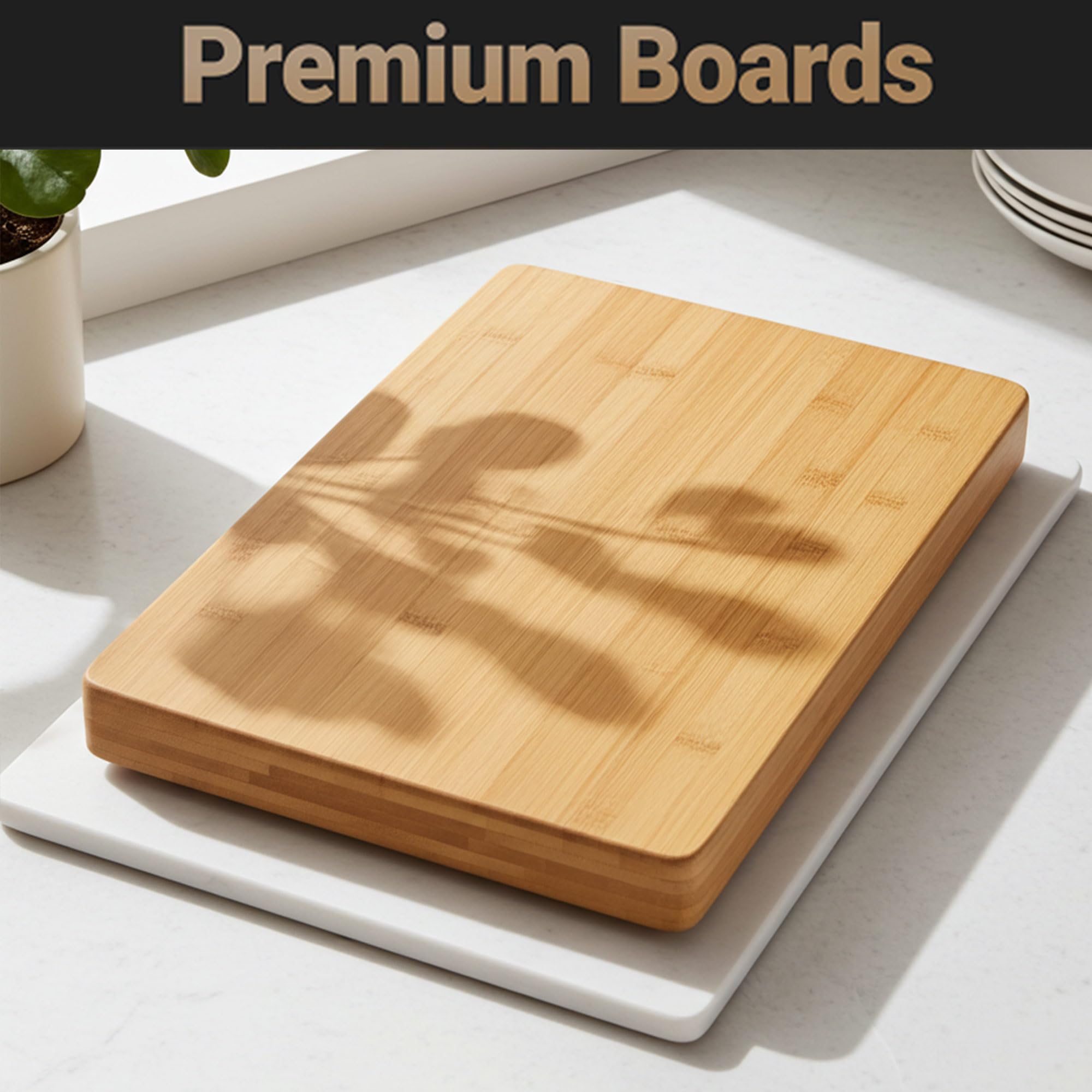 Chef Deluxe, Großes Schneidebrett XL aus nachhaltigem Bambusholz, 60 x 45 x 5 cm, 8.0 kg
