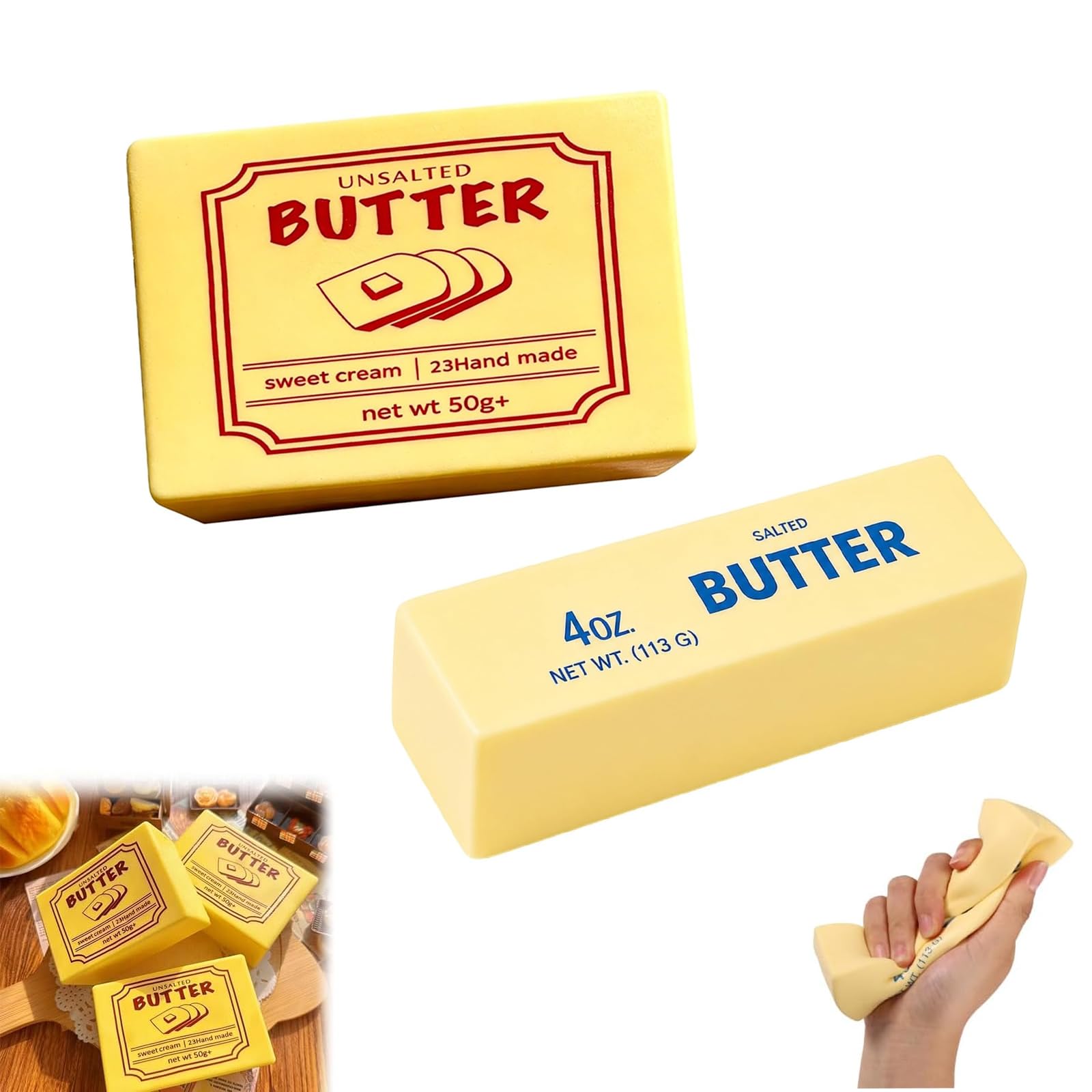 2PCS Butter Squishy, Squishy Toy, Realistic Butter Stick Soft Squeeze Balls,Stress Relief Squishy Toys for Office and Classroom Use-image-38