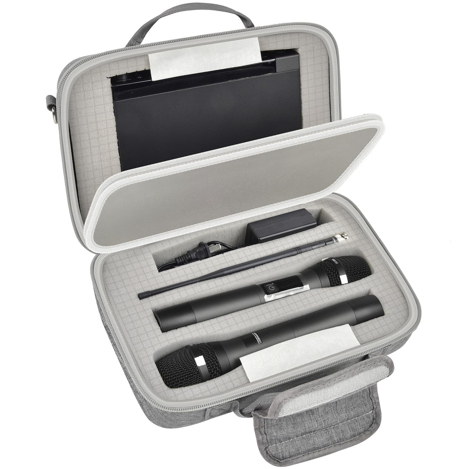 ANKHOH Hard Case for JBL Wireless Microphone,2 Mics and Receiver Grey
