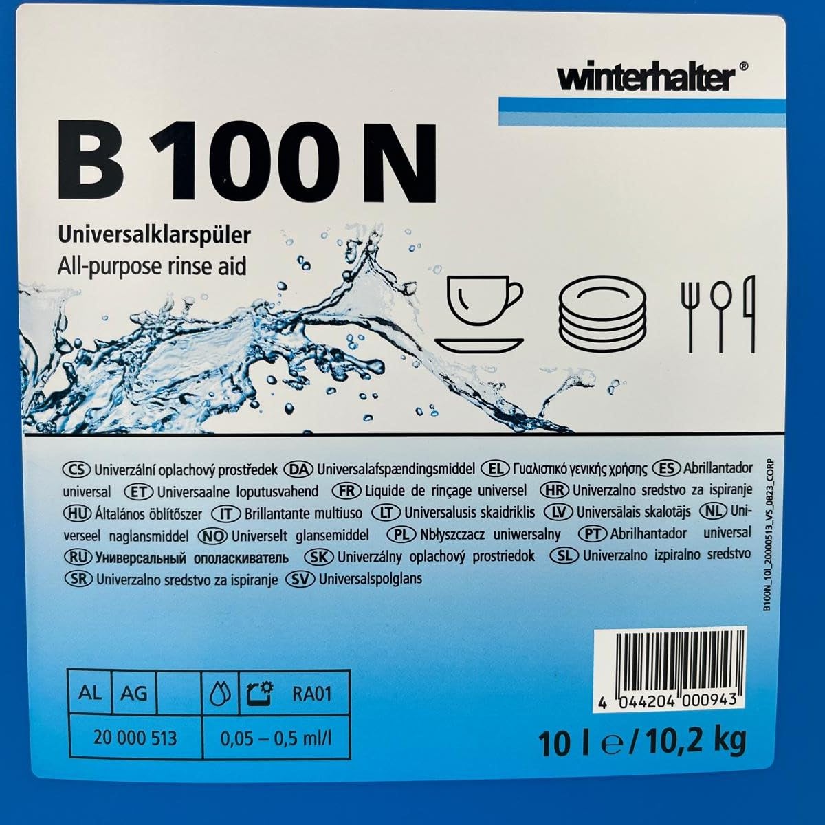 Winterhalter Detergente Professionale Lavastoviglie Industriale - Kit 3 Pezzi (2x F420e Detergente Liquido + 1x B100N Brillantante) - 6.7 L Detersivo Liquido per Ho.Re.Ca.