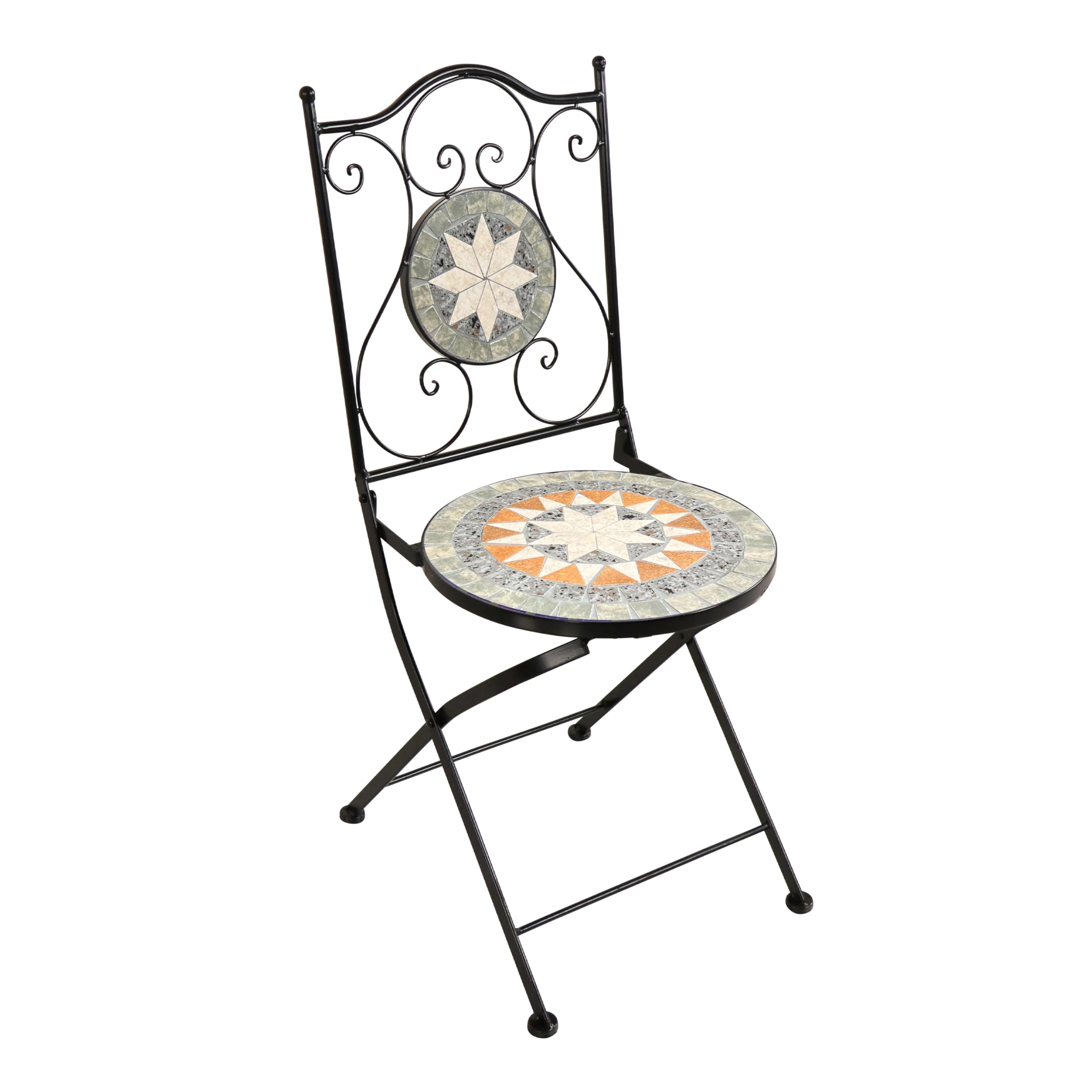 AXI Amélie Set Bistrot, 2 Sedie 1 Tavolo, da Balcone, Veranda Mosaico Stella Grigia - da Esterno, con Mosaico per Giardino/Terrazza