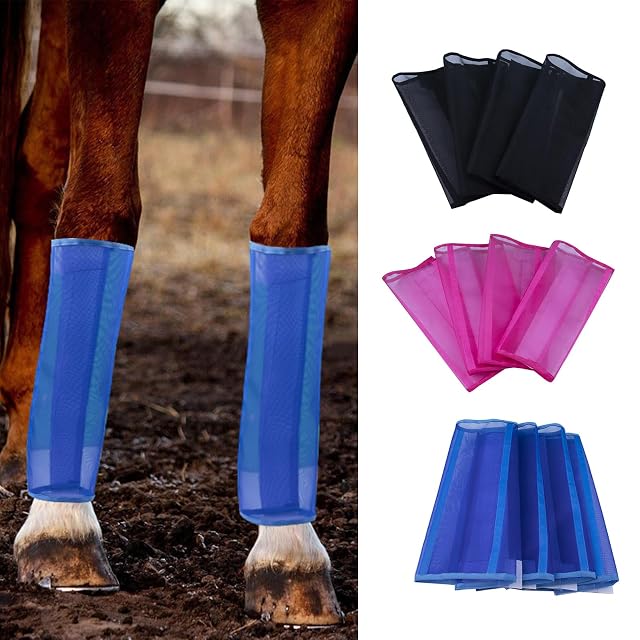 Foto 2 de 8 de BFLKY 4 botas de caballo transpirables para evitar moscas, protección para piernas de caballo