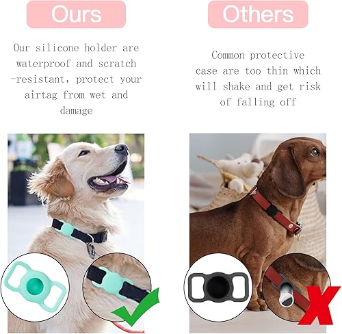 Miniatura 5 de PuppyDoggy Paquete de 2 soportes para Airtag para collar, funda de rastreador de perros y gatos, funda de silicona impermeable para Airtag,