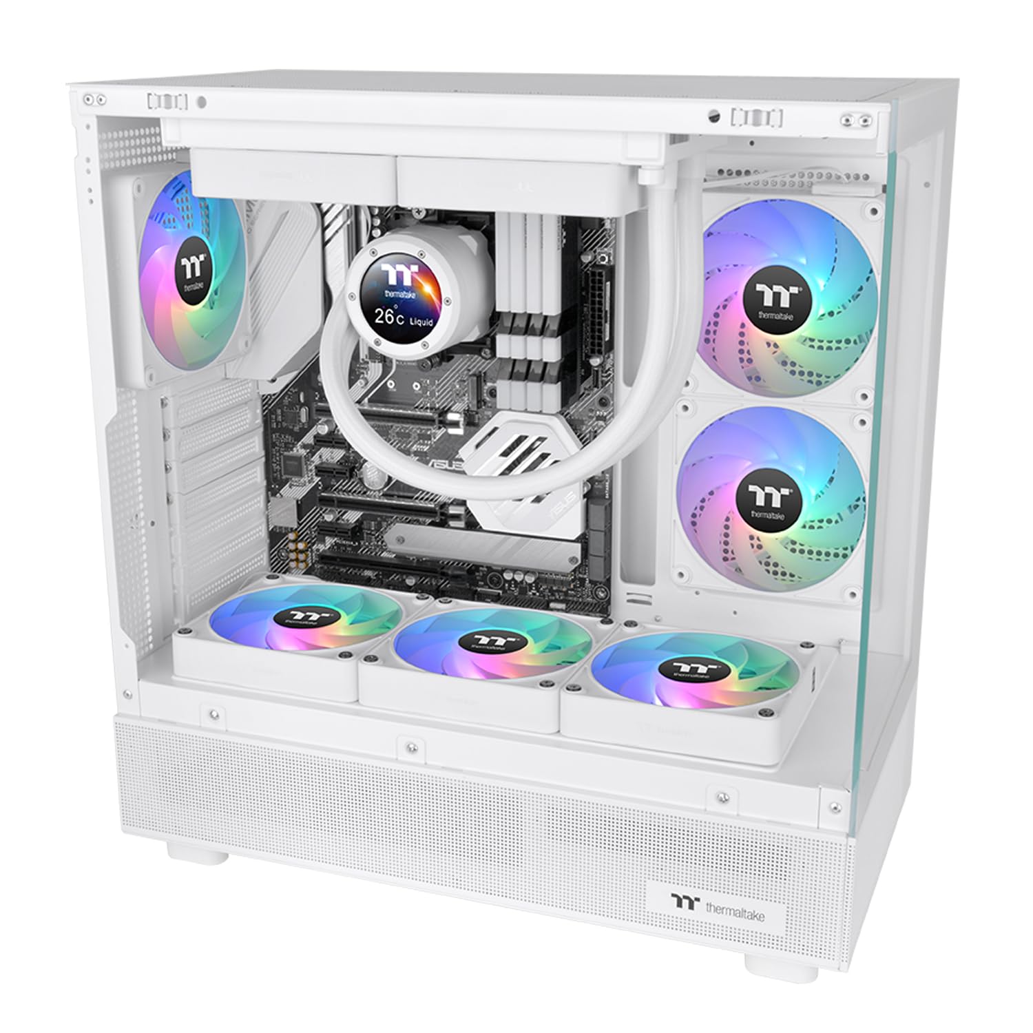 Thermaltake CT140 EX ARGB Sync PC Ventola di raffreddamento bianca (3 ventole), connessione magnetica, sincronizzazione scheda madre 5V, 16,8 milioni di colori 9 LED indirizzabili, ventola