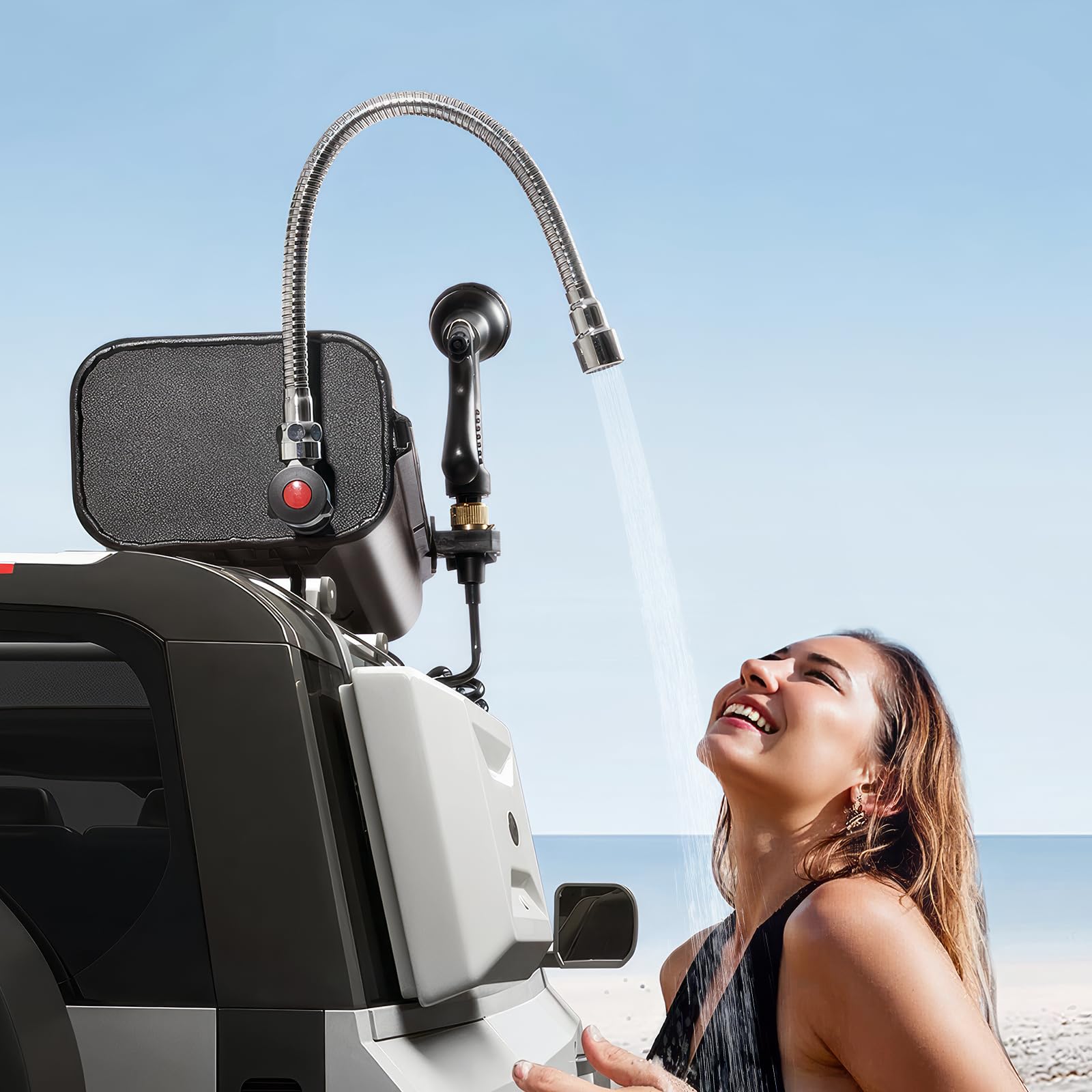 VEVOR Serbatoio dell'Acqua per Portapacchi 17 L, con 2 Pannelli Paraspruzzi e Scanalatura a T, Serbatoio in Alluminio Alta capacità con Porta Pressurizzazione, per Bauli, Roll Bar, Barre Trasversali