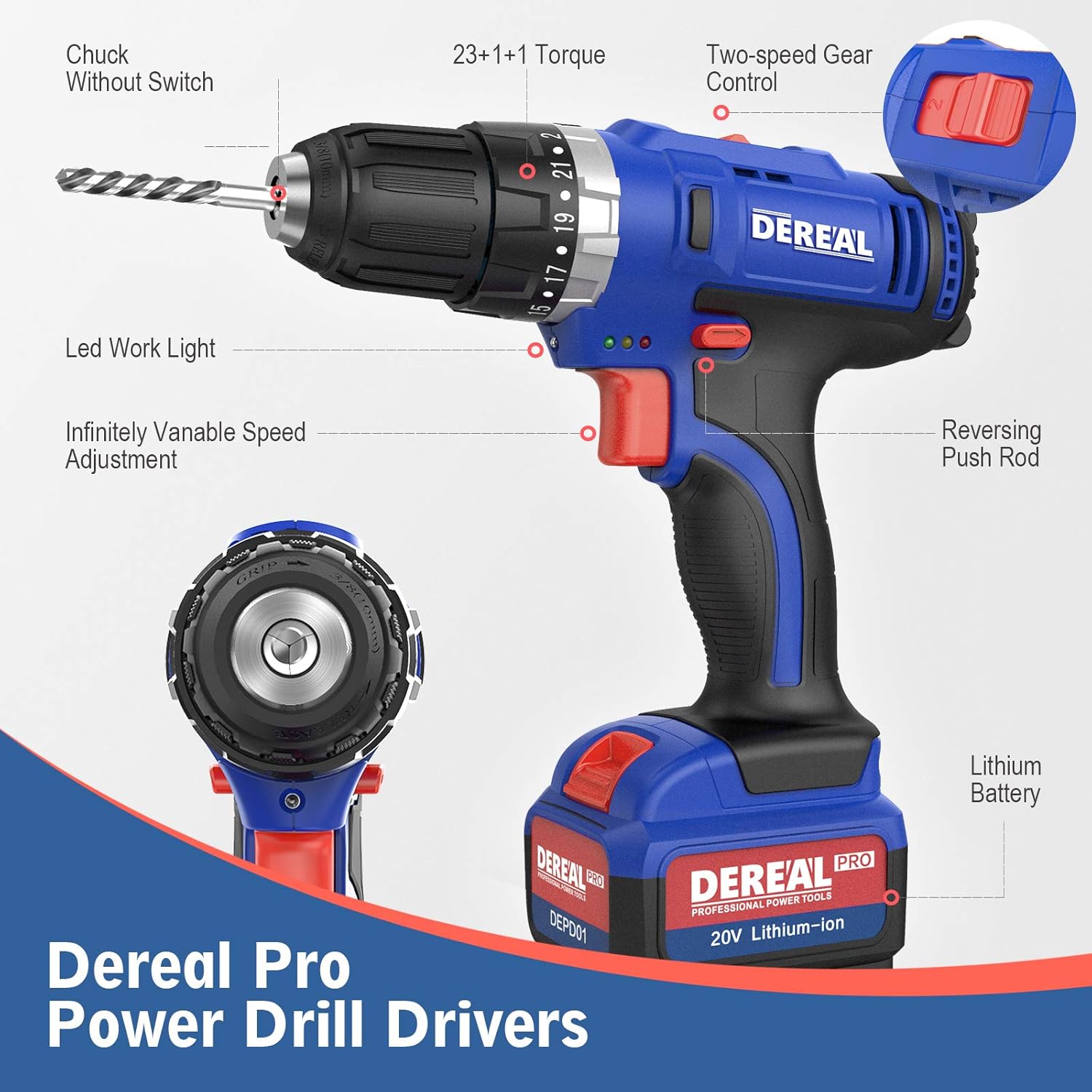 Black Friday 🔥 DEREAL Pro Cordless-Drill-Driver-Tools-Set 20V Max Lithium Ion Power Drill Driver Kit Electric Screwdriver with Accessories 3/8 Keyless Chuck 350in-lb Torque 23+1 Setting Variable Speed with LED Flash Deals - 70% OFF DEREAL Pro Cordless-Drill-Driver-Tools-Set 20V Max Lithium Ion Power Drill Driver Kit Electric Screwdriver with Accessories 3/8 Keyless Chuck 350in-lb Torque 23+1 Setting Variable Speed with LED