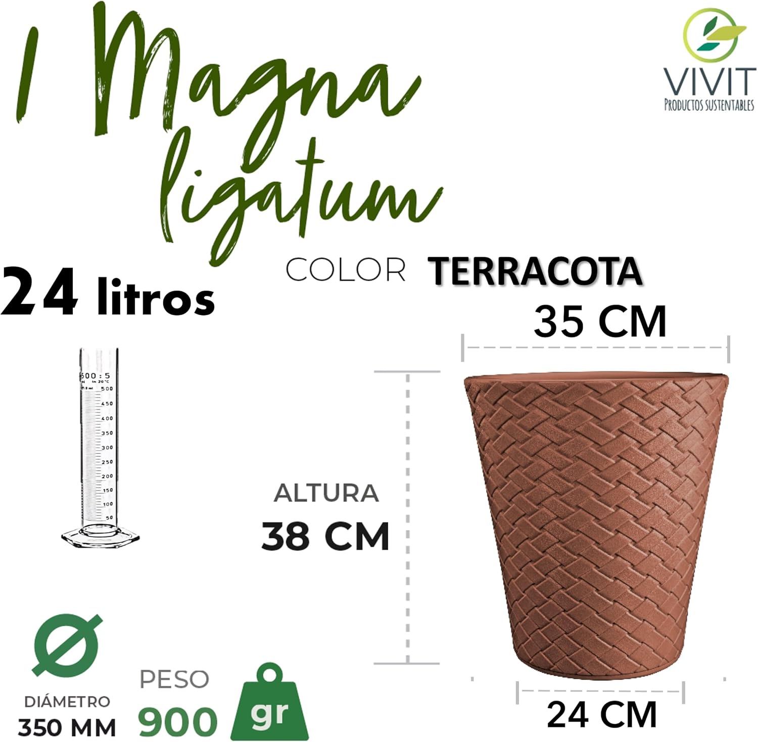 Set of 3 Magna Ligatum 24 Litre Pots (Terracota)