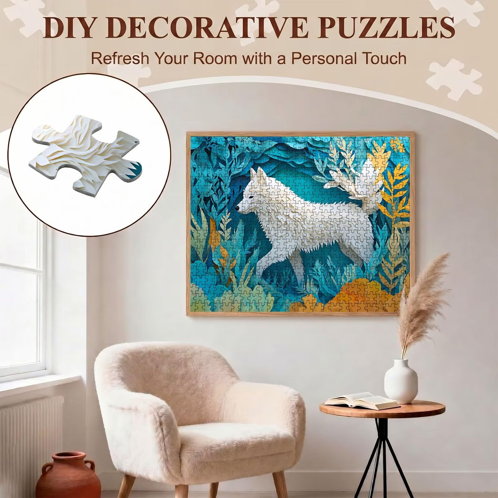Lupo astratto Puzzle 4000 Pezzi per Adulti, Puzzle in Legno - Collezione Classica con Poster Incluso - Sfida di Concentrazione e Passatempo Antistress, Gioco Educativo per Famiglia, 141 x 87 cm f0-603