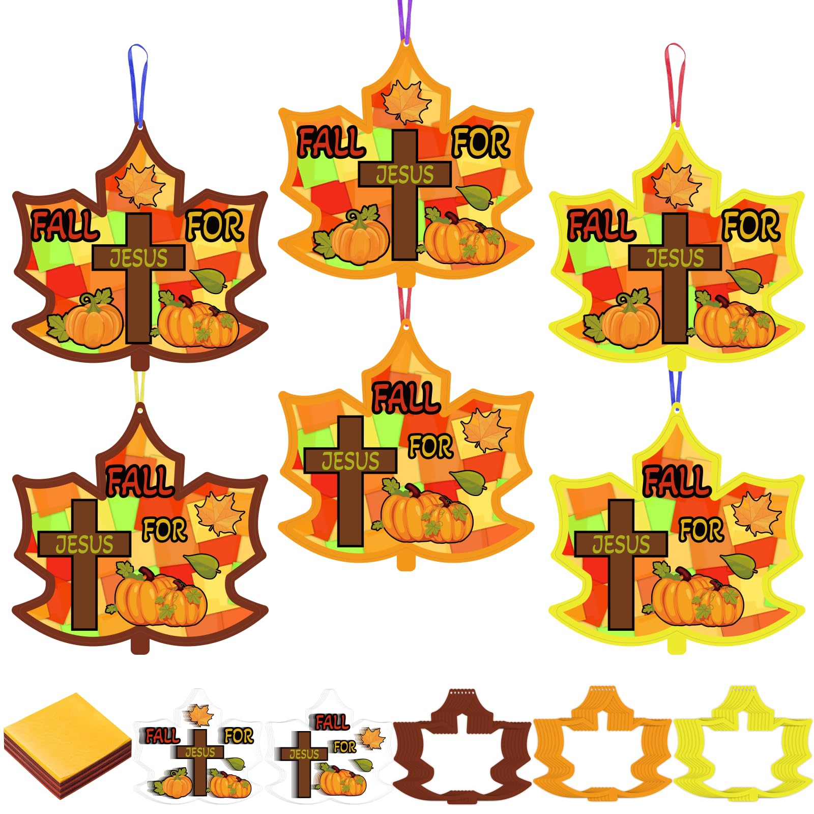 Fennoral Lot de 24 feuilles d'érable Fall for Jesus pour enfants en vrac