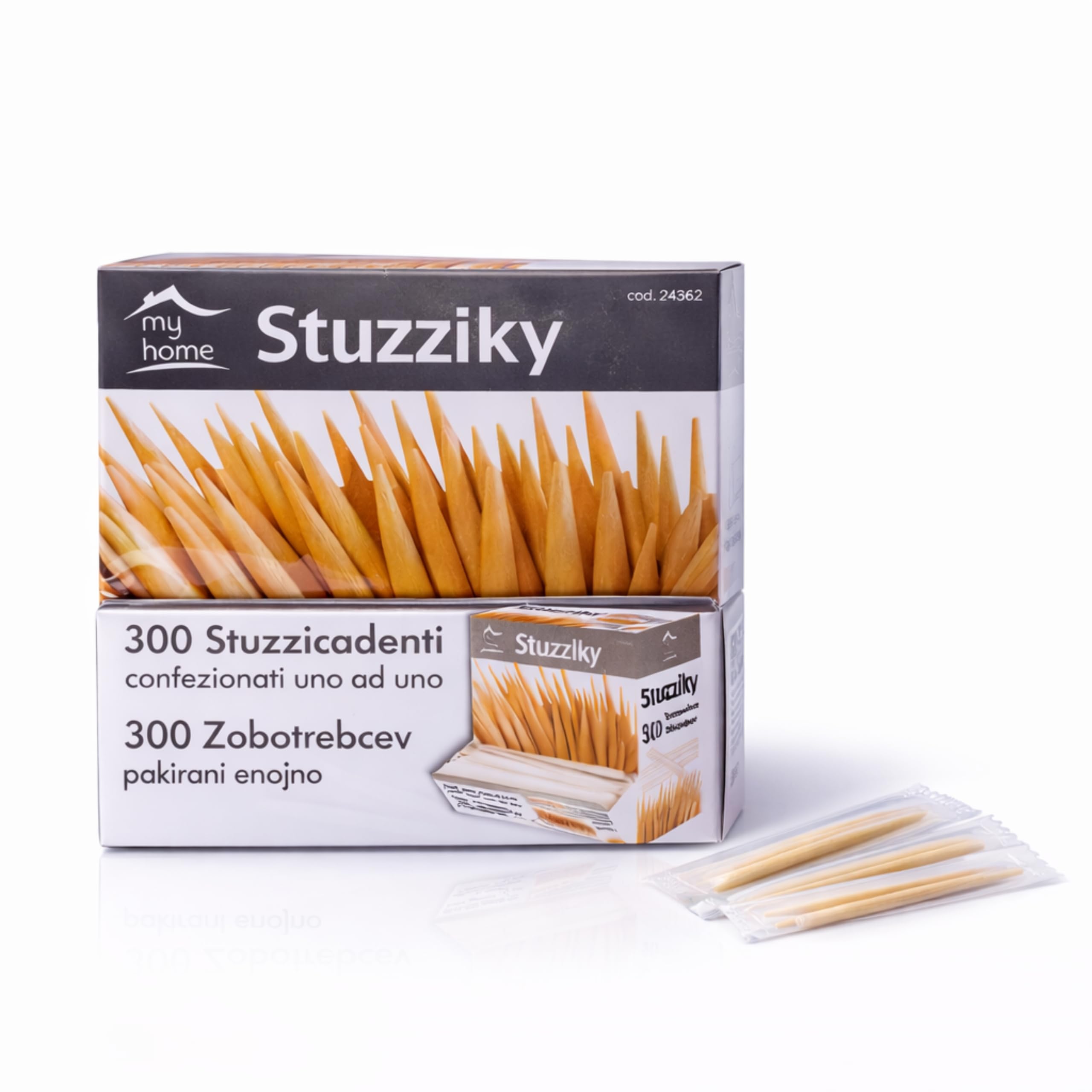 Cure-dents en bois de 6,5 cm lot de 300 pièces beige pour la table