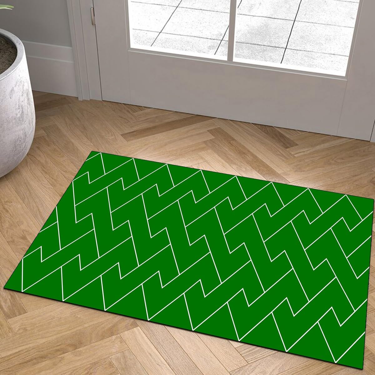Zielony antypoślizgowy dywan 110 x 330 cm - nadająca się do prania mata w paski do przedpokoju kuchni sypialni schodów schodów - konfigurowalny antypoślizgowy długi chodnik podłogowy