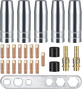 25Pcs Mig Welding Tips,15Mig Mag Mb15,Mig Welding Wire,Welding Torch Shield