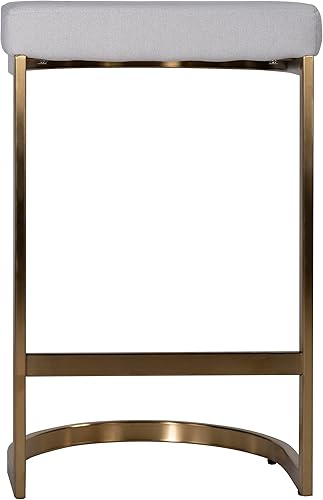 Miniatura 5 de Cortesi Home Elon Halfmoon - Taburete de mostrador en acero inoxidable dorado cepillado, tela suave marfil