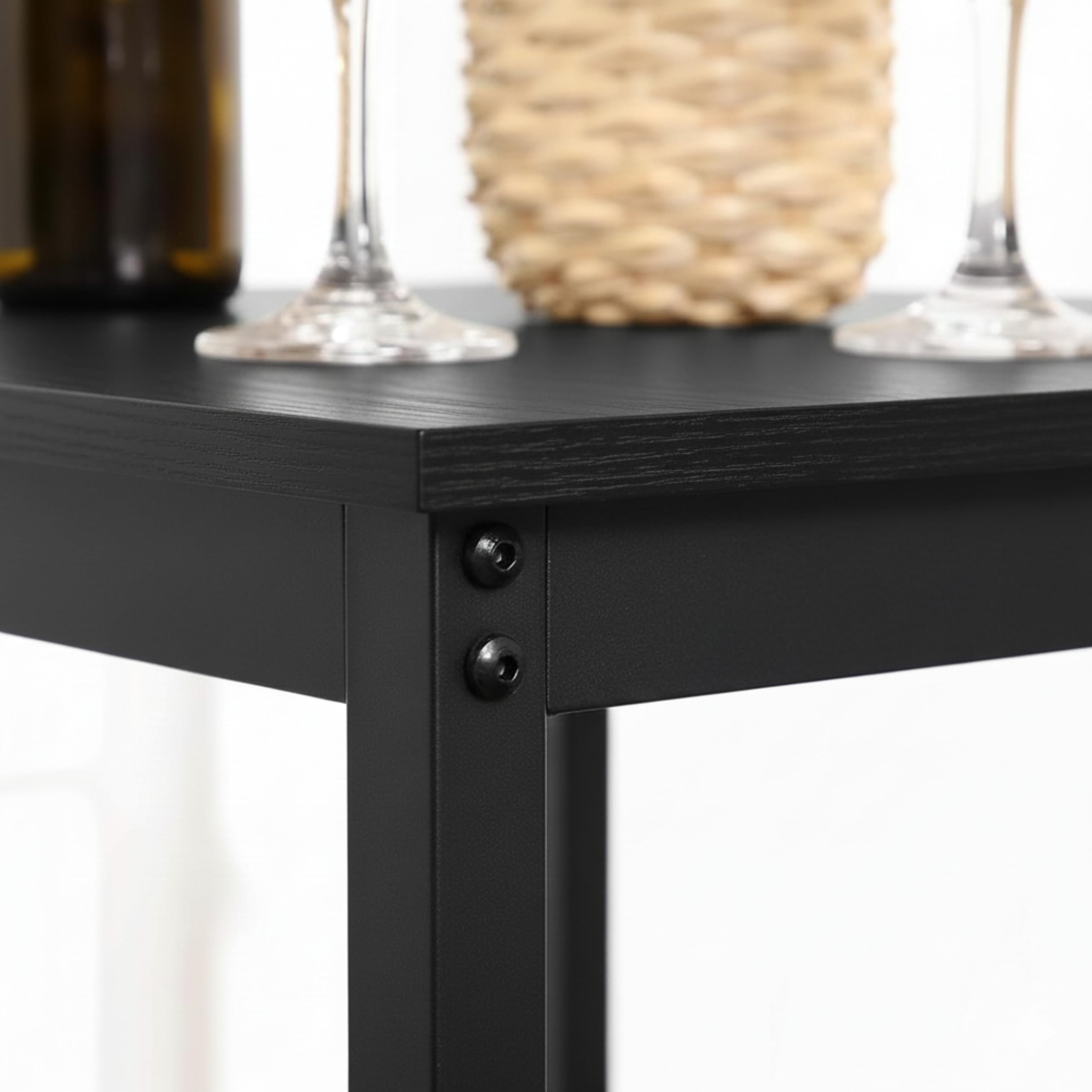 ACAZA - Bartisch - 60L x 60B x 92H cm - Küchentisch für Barhocker oder Stehtisch - Quadratisch - Holz und Metall - Schwarz