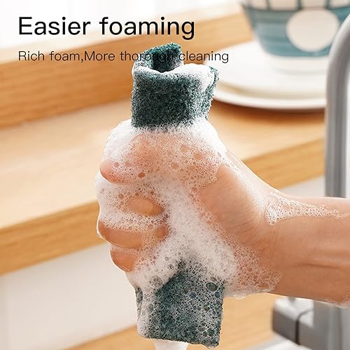 Miniatura 6 de Almohadillas de limpieza resistentes para limpiar platos, esponja, no rayan, verde, reutilizables, para el hogar, para cocina y herramienta de