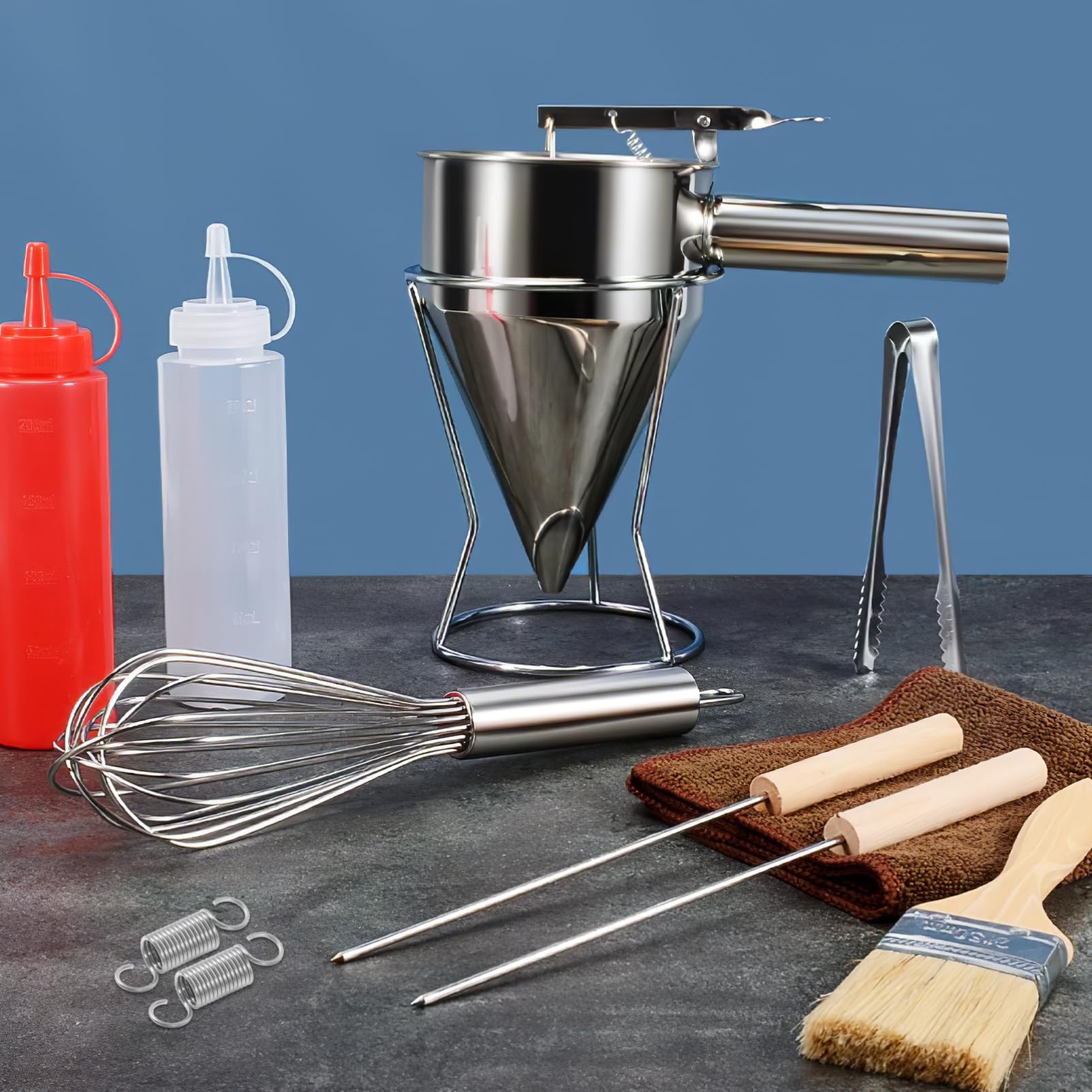 VINTORKY Funnel Spring Refills Small Batter Separator for Kitchen Funnel Syrup Dispenser