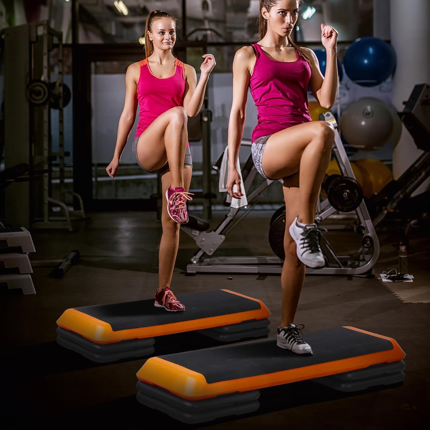 43-calowy Step Do Ćwiczeń Aerobowych, Regulowany Stepper Fitness Z 4 Składanymi Podestami (4-8 Cali), Antypoślizgowy, Udźwig 440 Funtów, Dolne Antypoślizgowe Wypustki Do Ćwiczeń Kardio