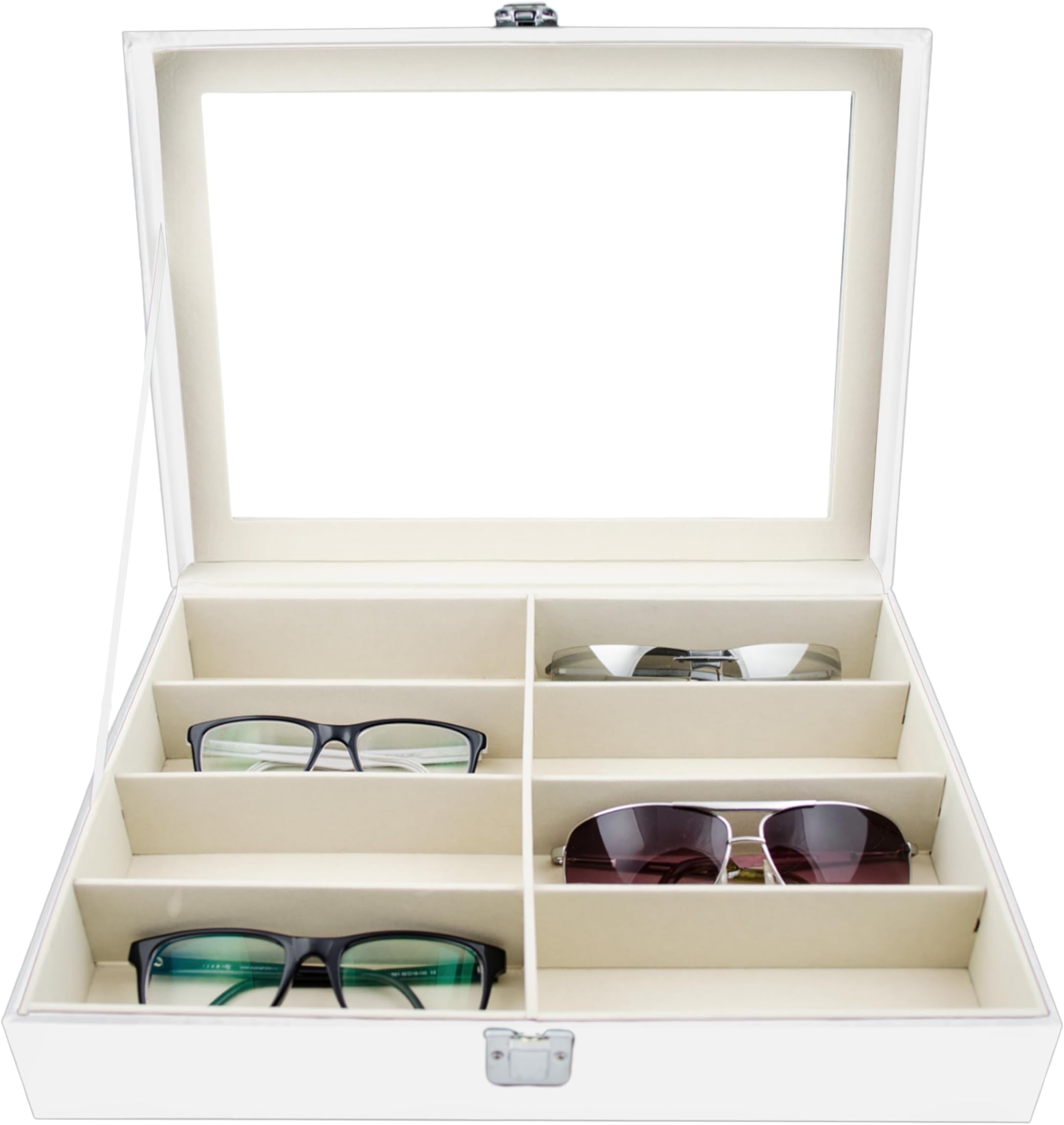 Venkon spectacle box for storing 8 spectacles – white 34 x 25 x 8 cm, sunglasses display, spectacle display
