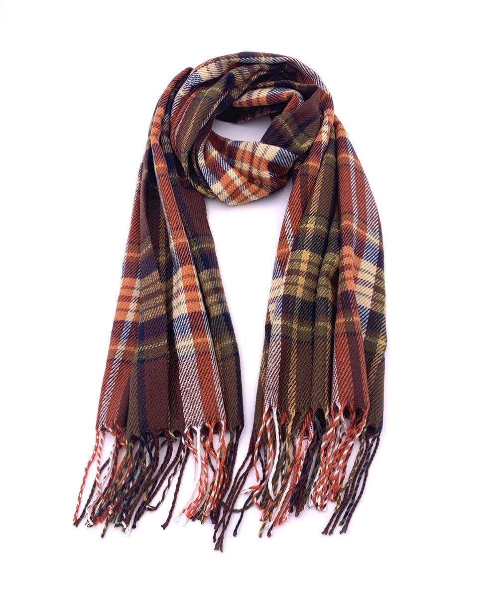 Women's Plaid Blanket Winter Scarf Warm Cozy Tartan Wrap Oversized Shawl Cape